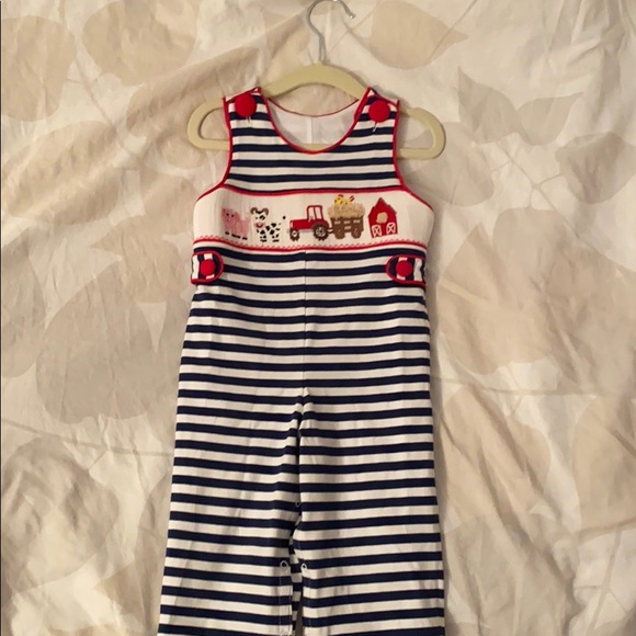 Smocked Coveralls NWT - 9 mo - Farm Animals - Picture 1 of 4